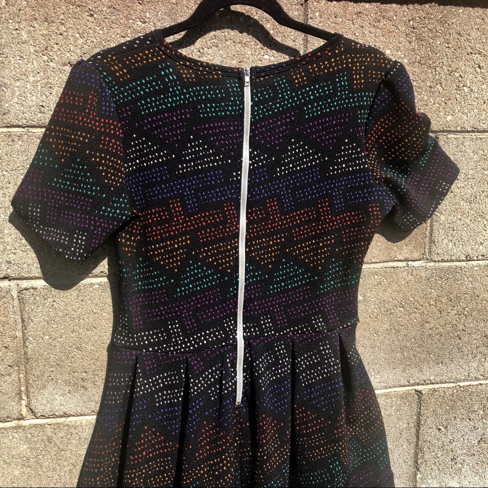 Lularoe Amelia Colorful Triangles Black Dress Sz M View 5